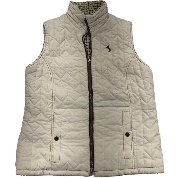 Cowgirl Up Reversible Women's  Size L Vest Full Zip Pockets Ivory and Brown - Picture 2 of 10